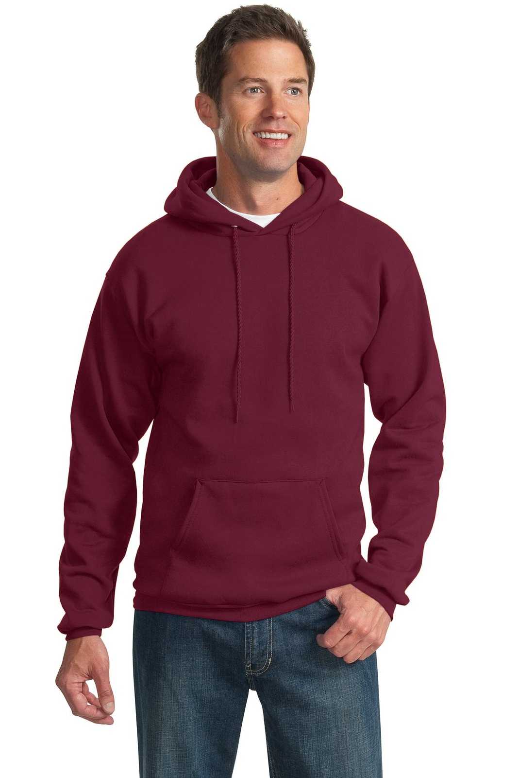 Port &amp; Company PC90HT Tall Essential Fleece Pullover Hooded Sweatshirt - Cardinal - HIT a Double - 1
