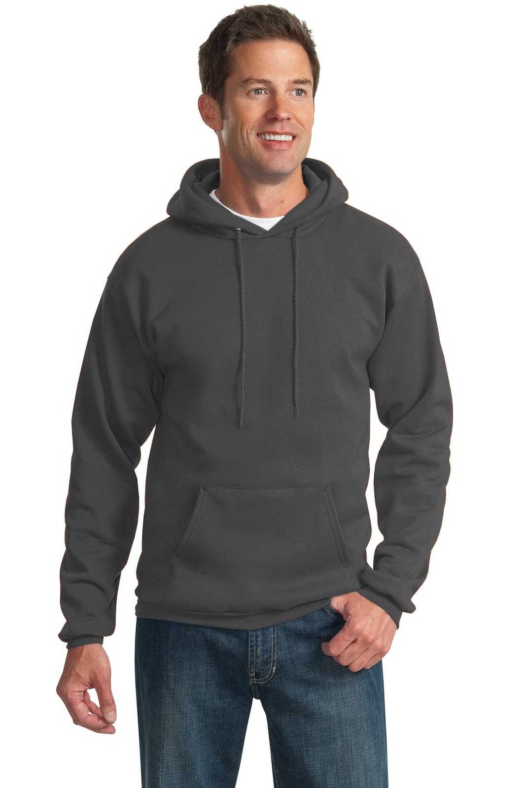 Port &amp; Company PC90HT Tall Essential Fleece Pullover Hooded Sweatshirt - Charcoal - HIT a Double - 1