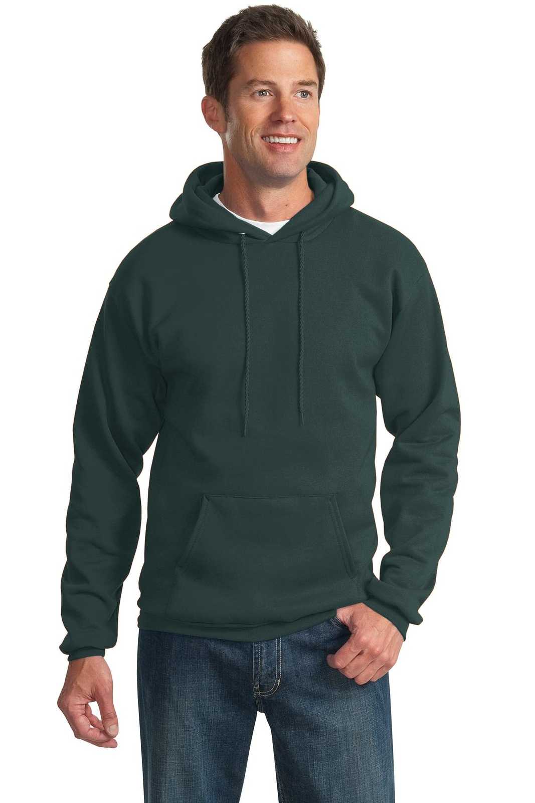Port &amp; Company PC90HT Tall Essential Fleece Pullover Hooded Sweatshirt - Dark Green - HIT a Double - 1