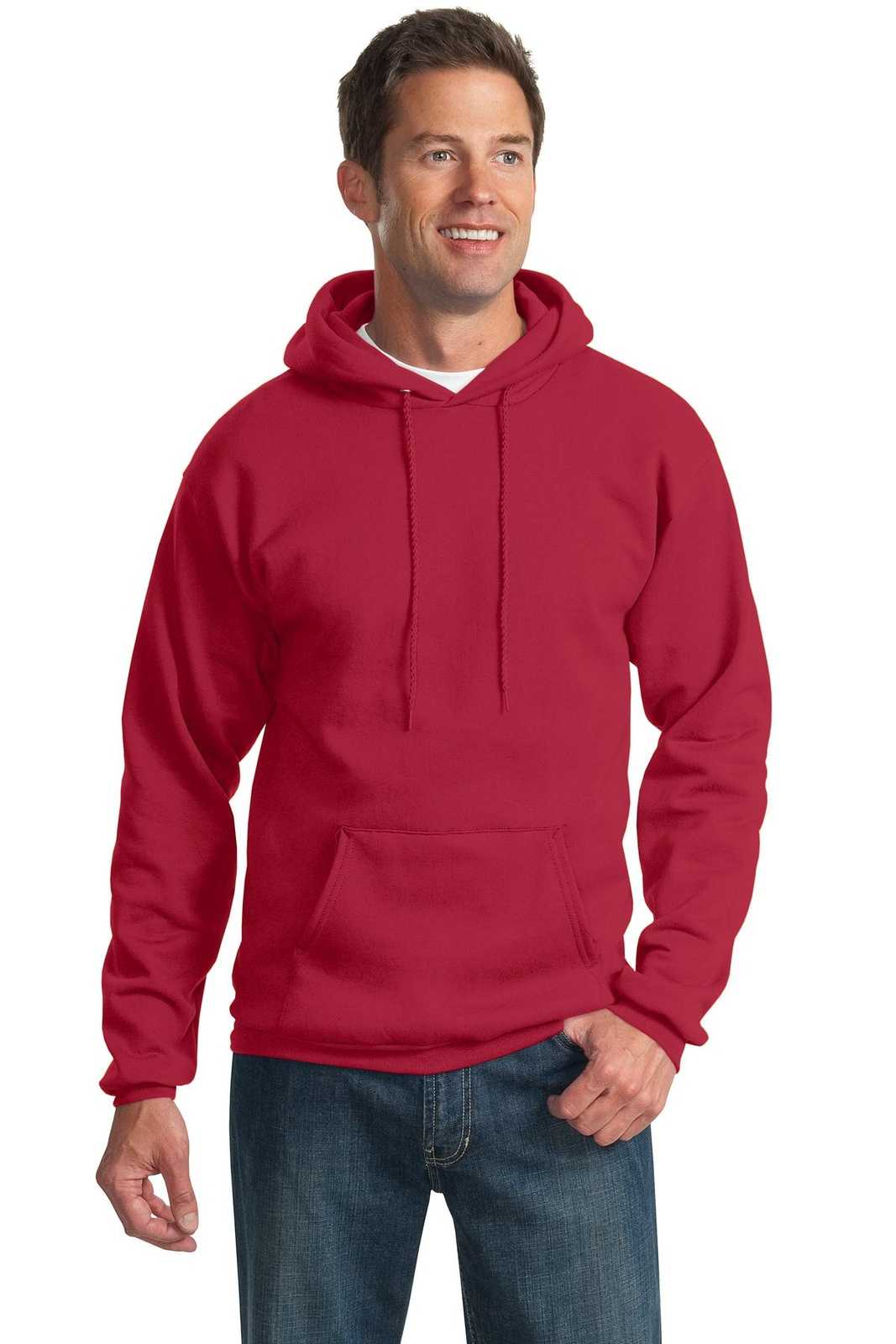 Port &amp; Company PC90HT Tall Essential Fleece Pullover Hooded Sweatshirt - Red - HIT a Double - 1