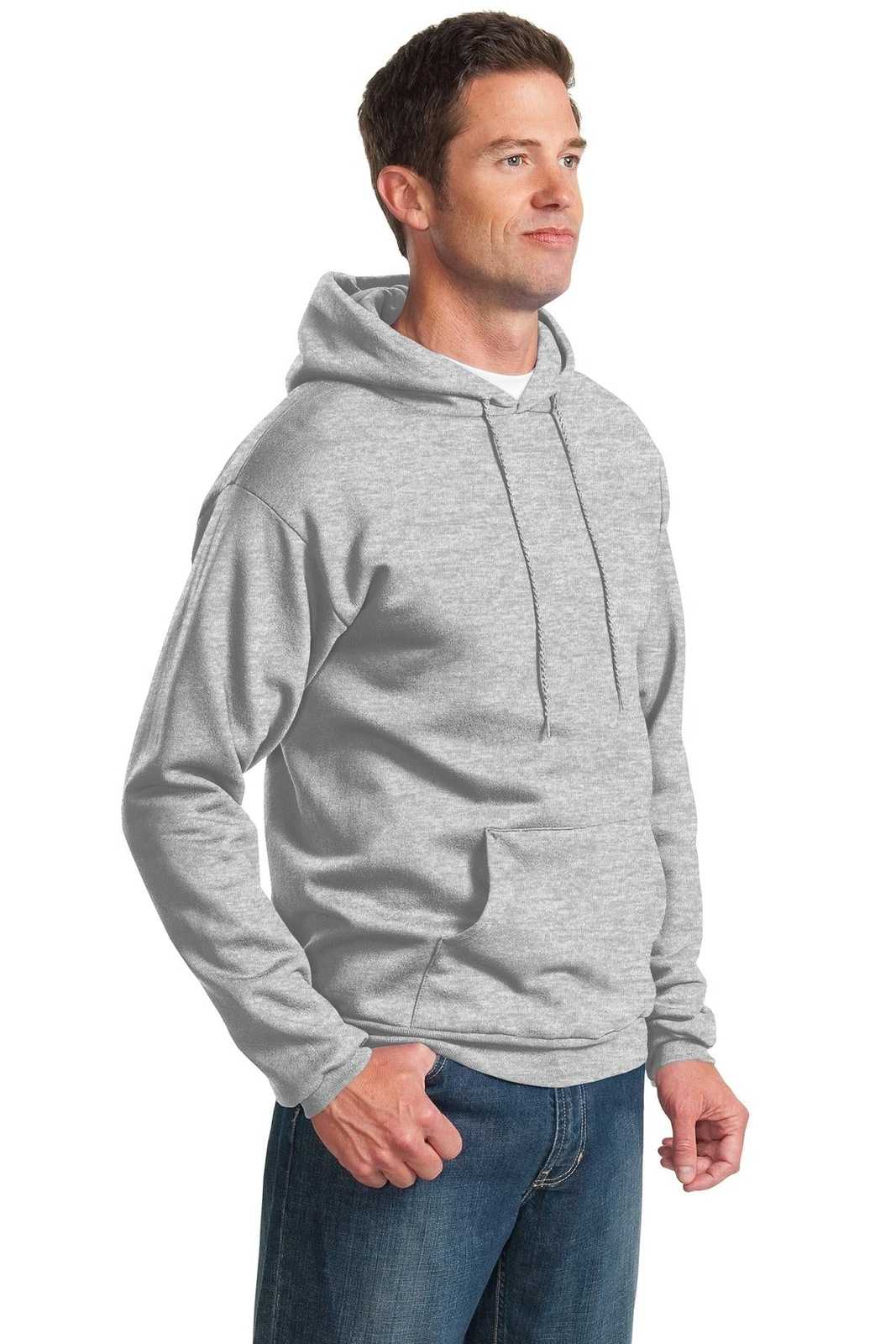 Port &amp; Company PC90H Essential Fleece Pullover Hooded Sweatshirt - Ash - HIT a Double - 4