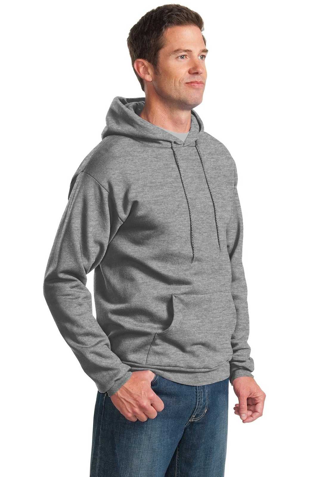 Port &amp; Company PC90H Essential Fleece Pullover Hooded Sweatshirt - Athletic Heather - HIT a Double - 4
