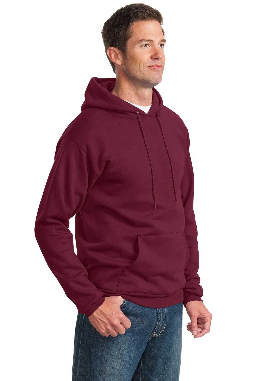 Port &amp; Company PC90H Essential Fleece Pullover Hooded Sweatshirt - Cardinal - HIT a Double - 4