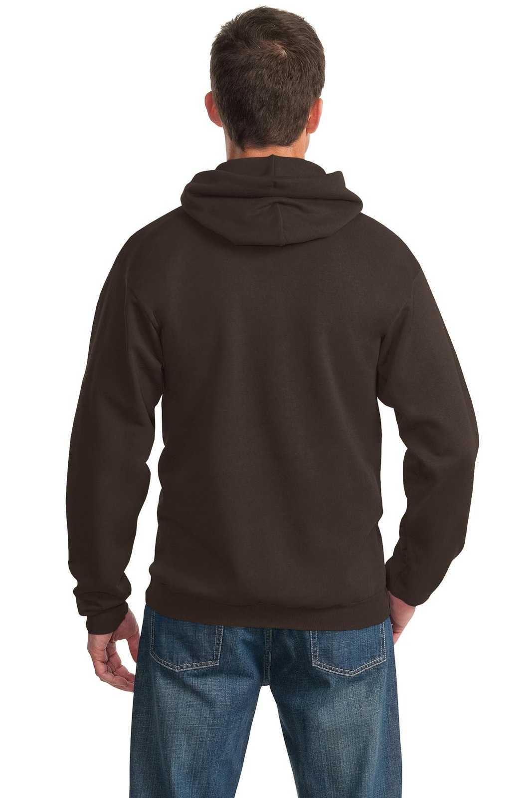 Port &amp; Company PC90H Essential Fleece Pullover Hooded Sweatshirt - Dark Chocolate Brown - HIT a Double - 2