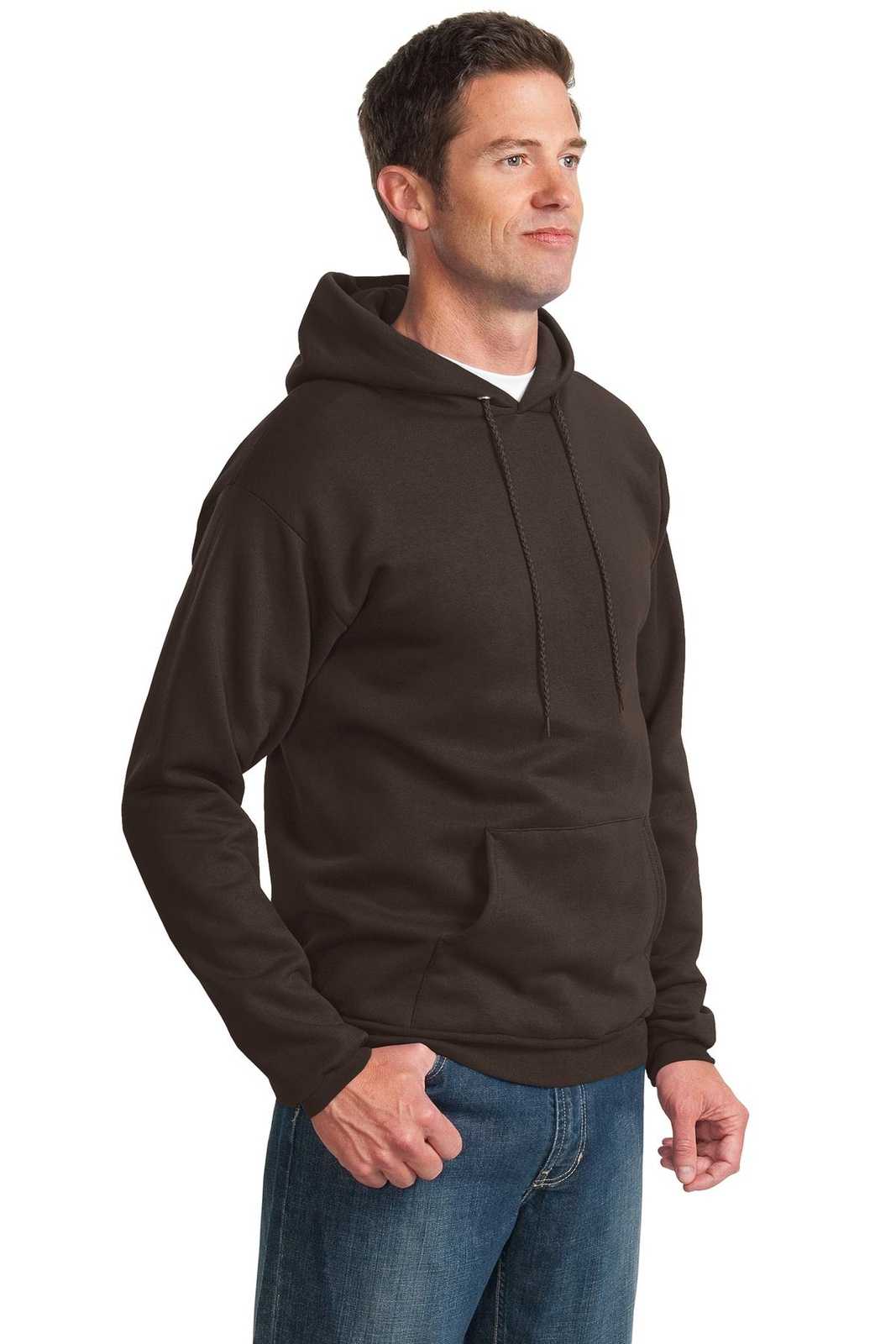 Port &amp; Company PC90H Essential Fleece Pullover Hooded Sweatshirt - Dark Chocolate Brown - HIT a Double - 4