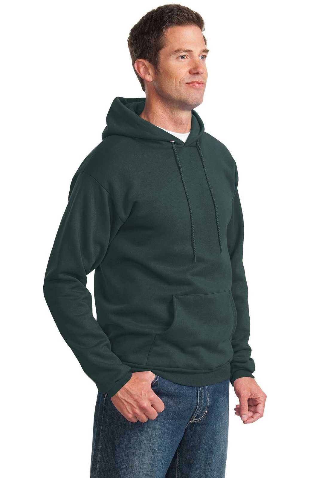 Port &amp; Company PC90H Essential Fleece Pullover Hooded Sweatshirt - Dark Green - HIT a Double - 4