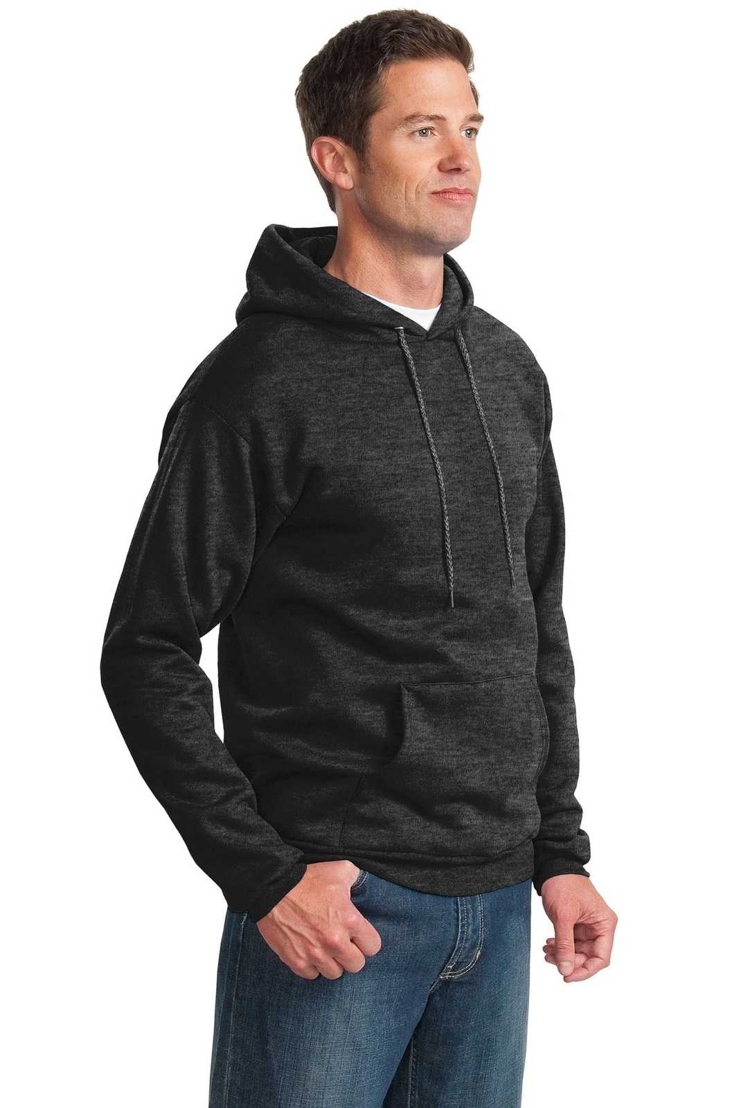 Port &amp; Company PC90H Essential Fleece Pullover Hooded Sweatshirt - Dark Heather Gray - HIT a Double - 4