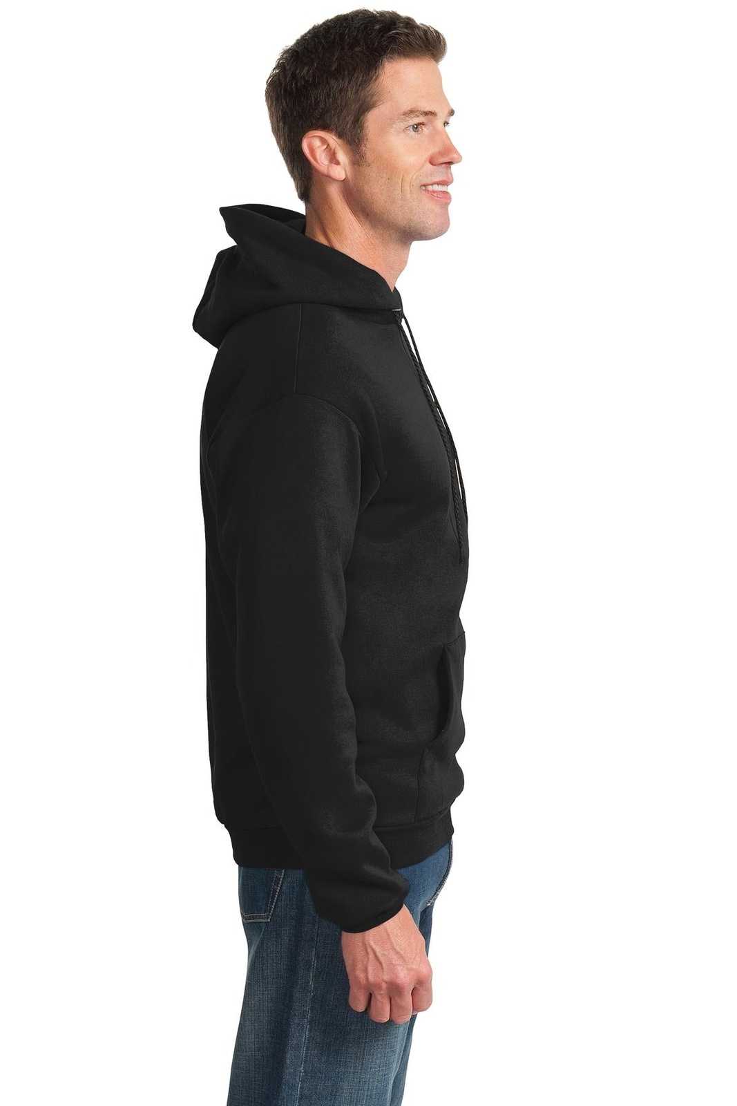 Port &amp; Company PC90H Essential Fleece Pullover Hooded Sweatshirt - Jet Black - HIT a Double - 3