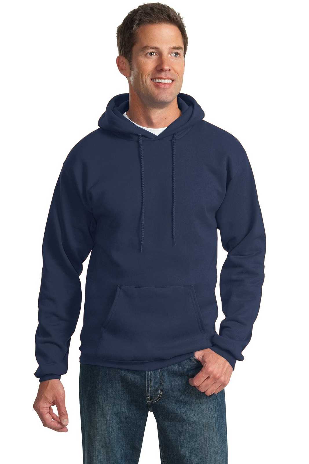 Port &amp; Company PC90H Essential Fleece Pullover Hooded Sweatshirt - Navy - HIT a Double - 1