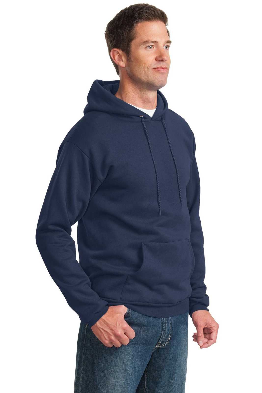 Port &amp; Company PC90H Essential Fleece Pullover Hooded Sweatshirt - Navy - HIT a Double - 4