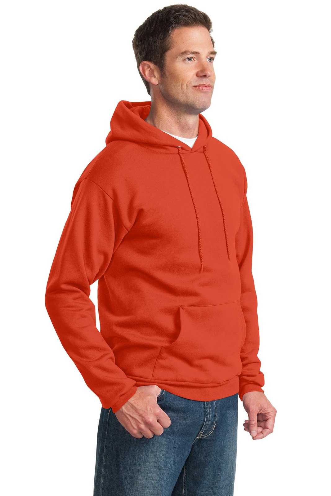 Port &amp; Company PC90H Essential Fleece Pullover Hooded Sweatshirt - Orange - HIT a Double - 4