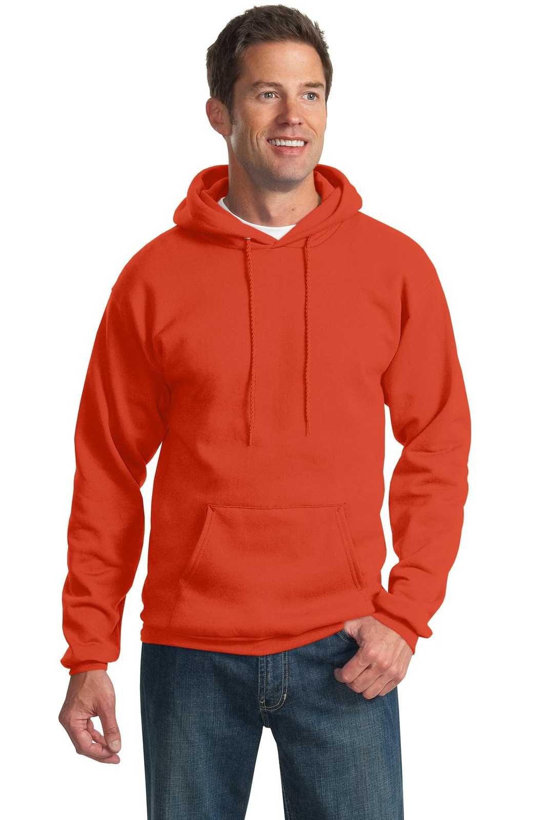 Port &amp; Company PC90H Essential Fleece Pullover Hooded Sweatshirt - Orange - HIT a Double - 1
