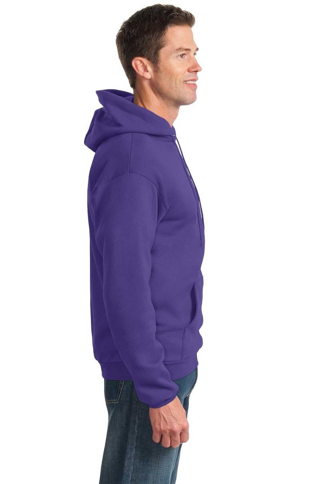 Port &amp; Company PC90H Essential Fleece Pullover Hooded Sweatshirt - Purple - HIT a Double - 3