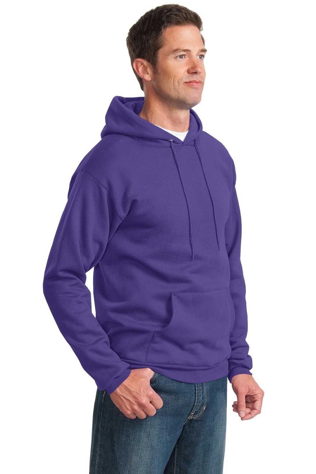 Port &amp; Company PC90H Essential Fleece Pullover Hooded Sweatshirt - Purple - HIT a Double - 4