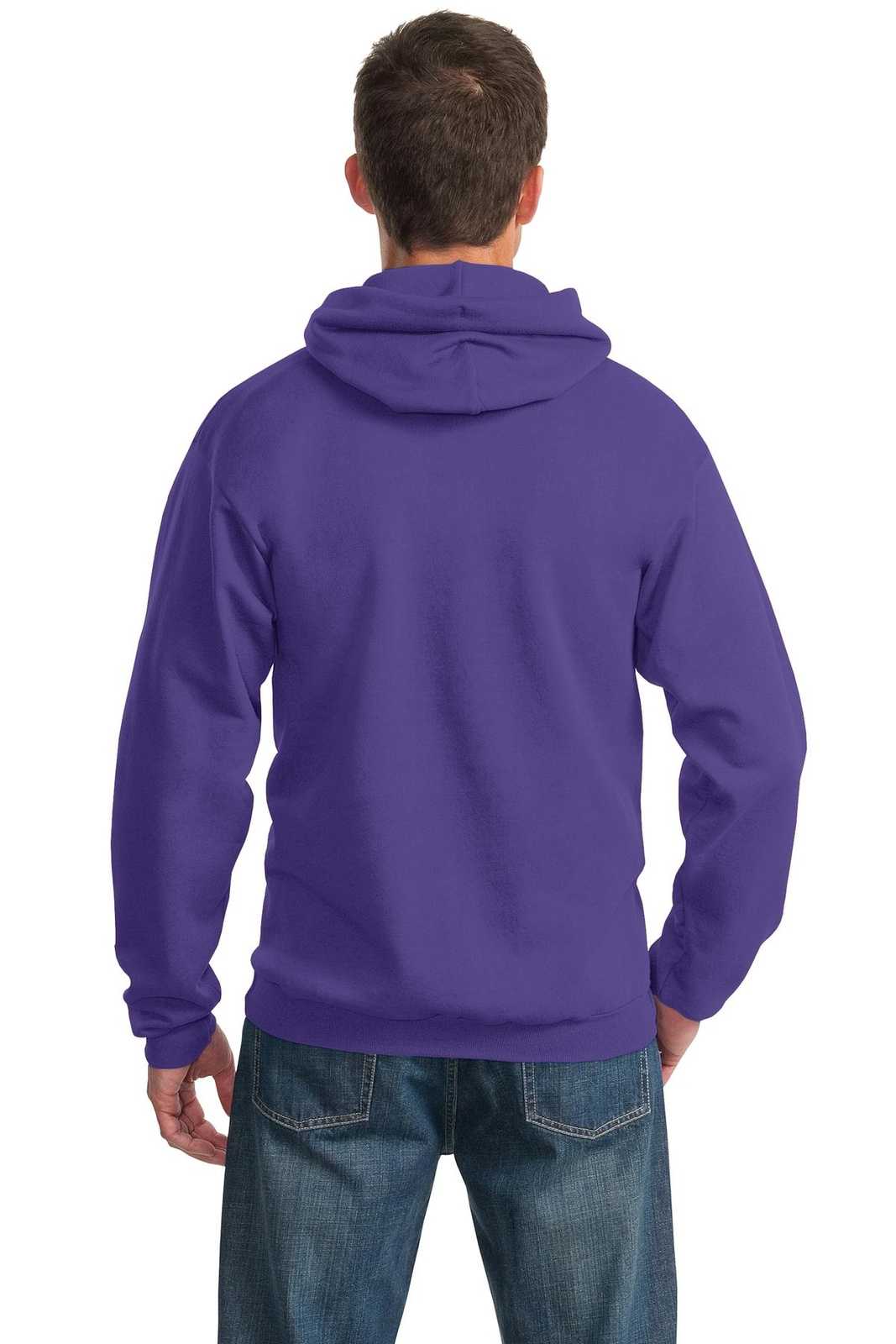 Port & Company PC90H Essential Fleece Pullover Hooded Sweatshirt - Purple - HIT a Double - 1
