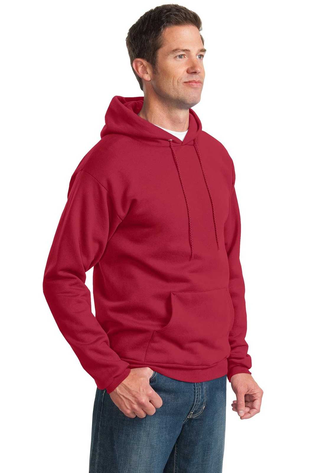 Port &amp; Company PC90H Essential Fleece Pullover Hooded Sweatshirt - Red - HIT a Double - 4