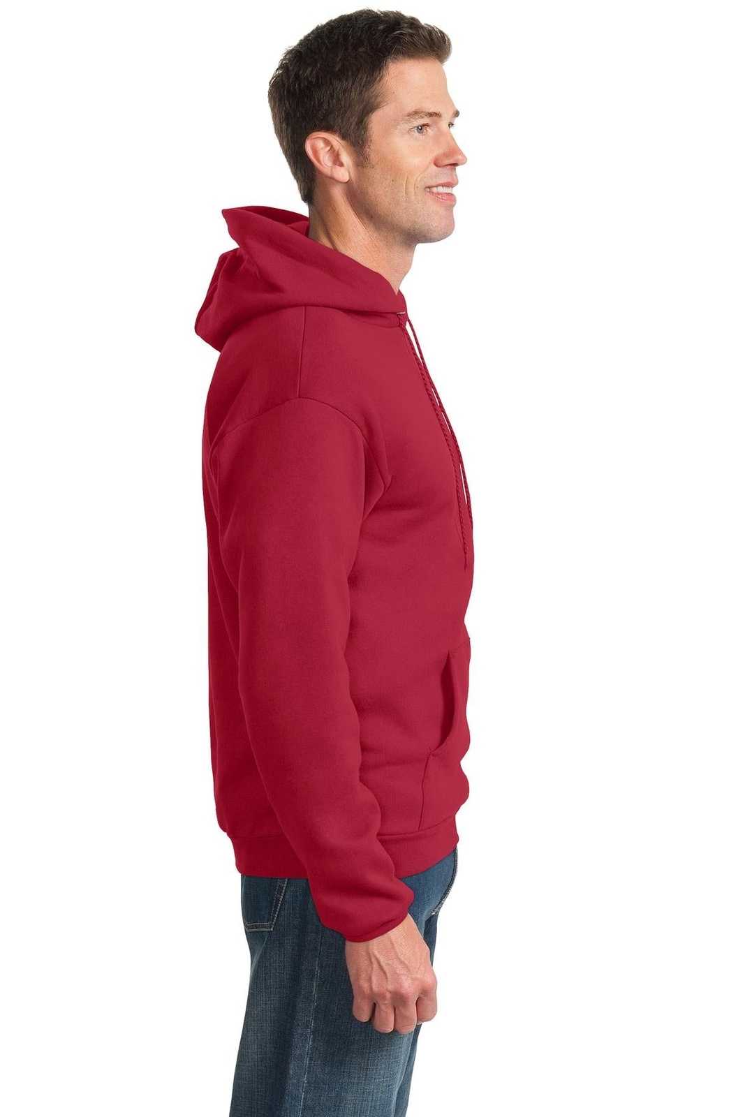 Port &amp; Company PC90H Essential Fleece Pullover Hooded Sweatshirt - Red - HIT a Double - 3
