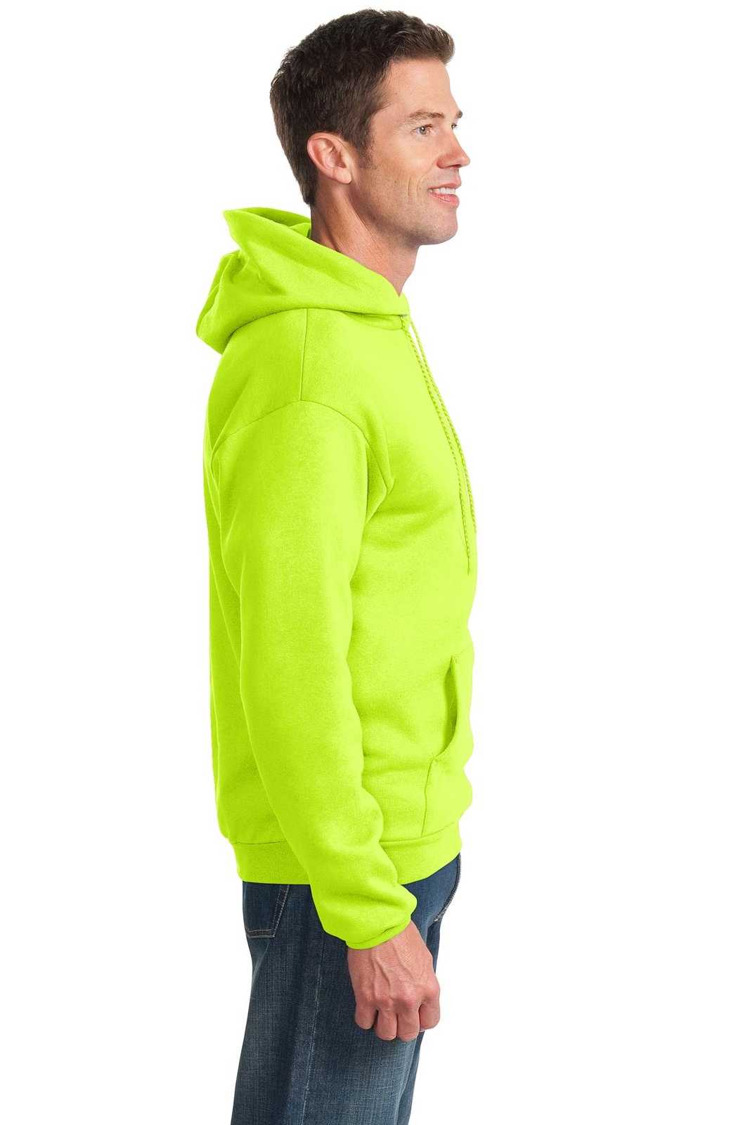 Port &amp; Company PC90H Essential Fleece Pullover Hooded Sweatshirt - Safety Green - HIT a Double - 3