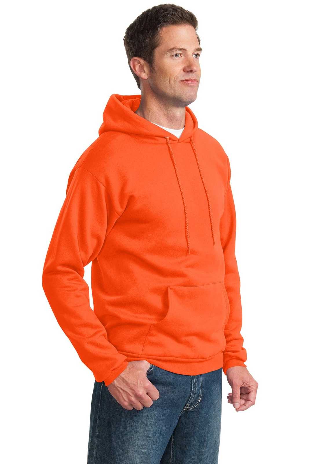 Port &amp; Company PC90H Essential Fleece Pullover Hooded Sweatshirt - Safety Orange - HIT a Double - 4