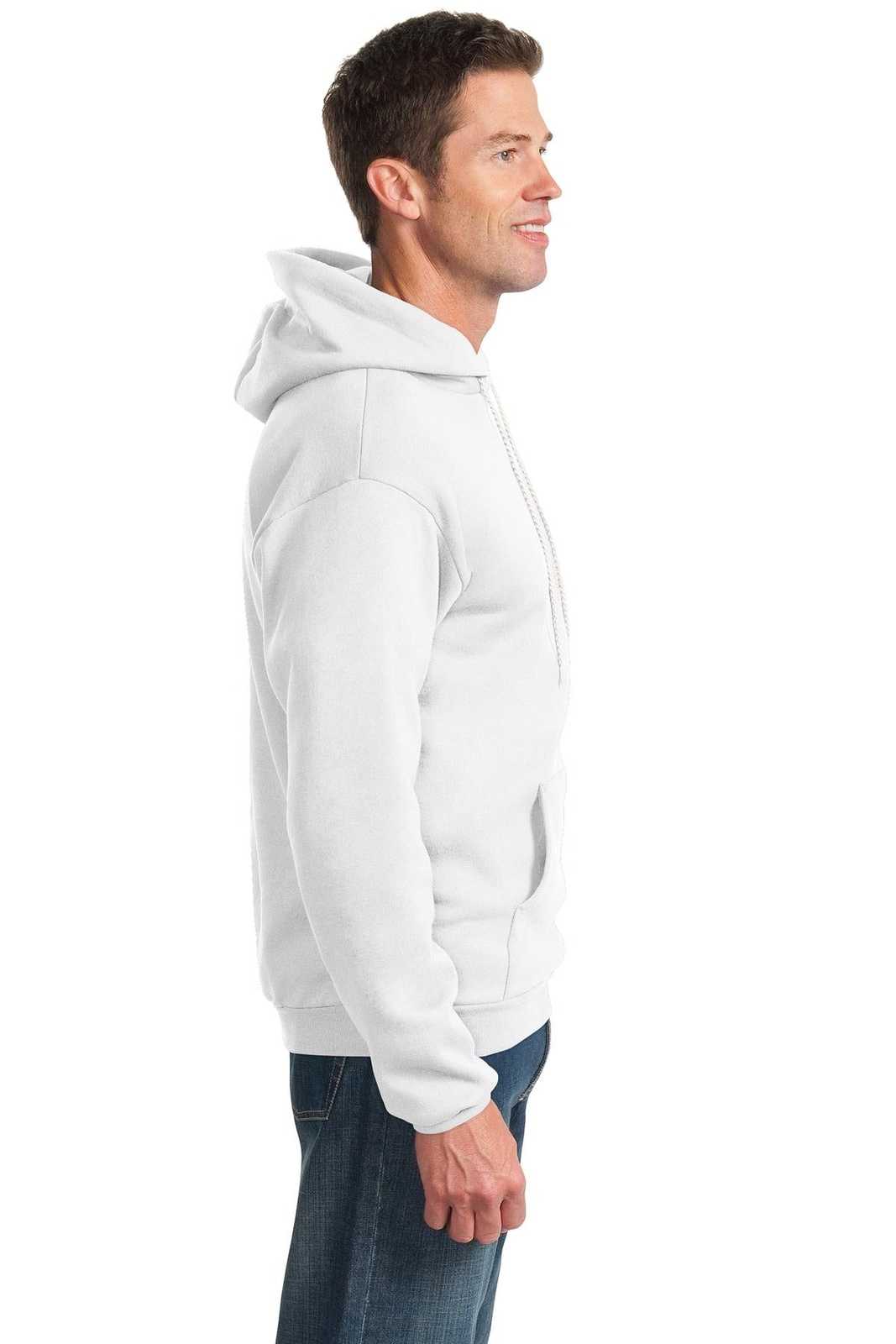 Port &amp; Company PC90H Essential Fleece Pullover Hooded Sweatshirt - White - HIT a Double - 3