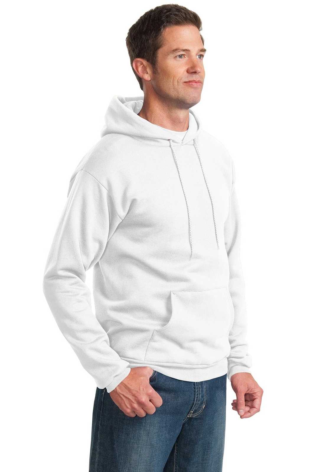 Port &amp; Company PC90H Essential Fleece Pullover Hooded Sweatshirt - White - HIT a Double - 4