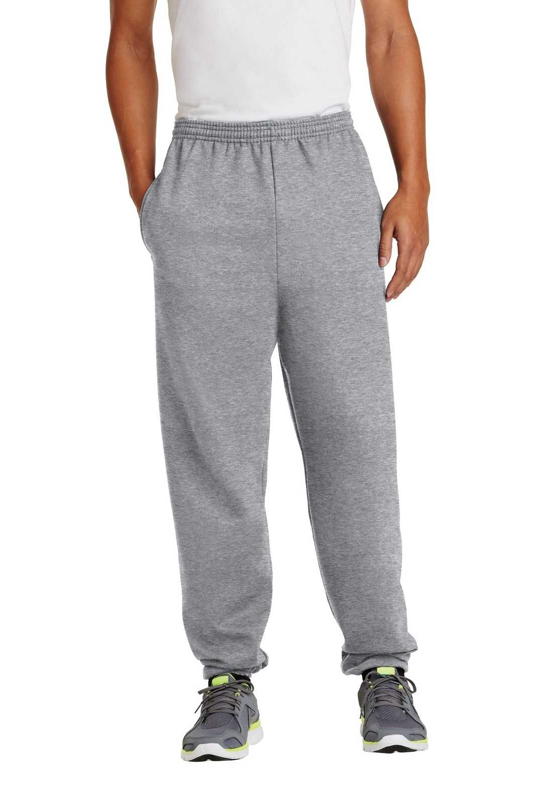 Port &amp; Company PC90P Essential Fleece Sweatpant with Pockets - Athletic Heather - HIT a Double - 1