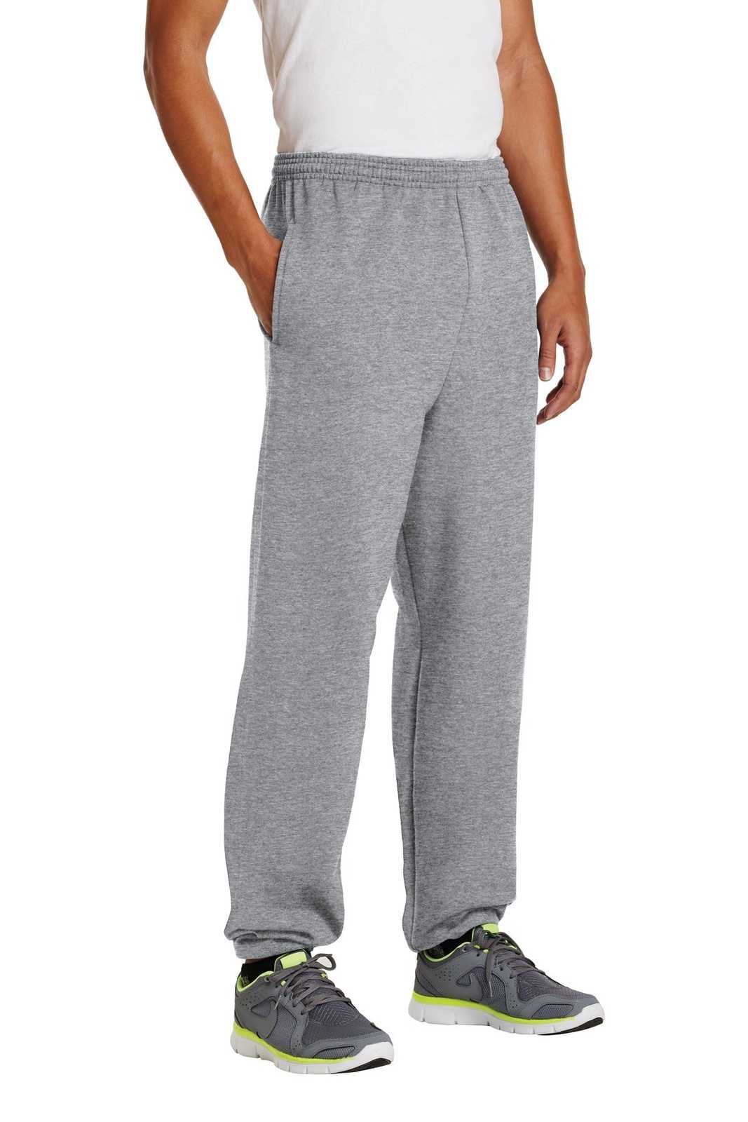 Port &amp; Company PC90P Essential Fleece Sweatpant with Pockets - Athletic Heather - HIT a Double - 4