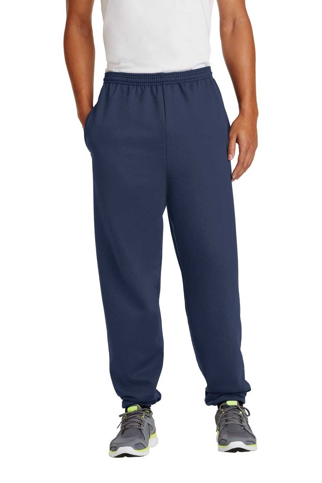 Port &amp; Company PC90P Essential Fleece Sweatpant with Pockets - Navy - HIT a Double - 1