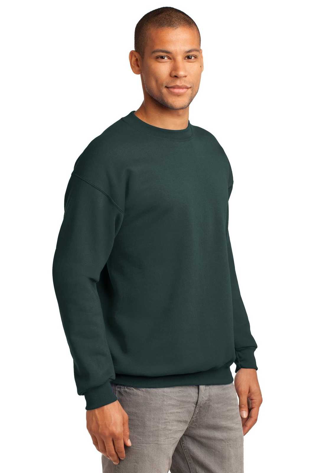 Port &amp; Company PC90T Tall Essential Fleece Crewneck Sweatshirt - Dark Green - HIT a Double - 4