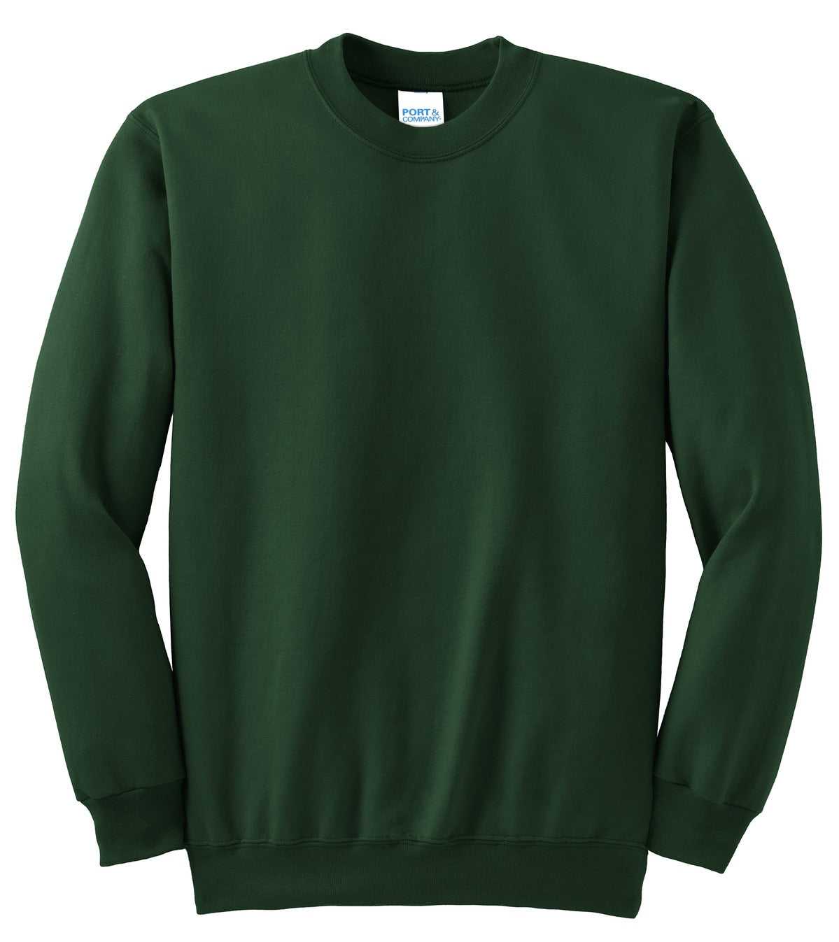 Port &amp; Company PC90T Tall Essential Fleece Crewneck Sweatshirt - Dark Green - HIT a Double - 5