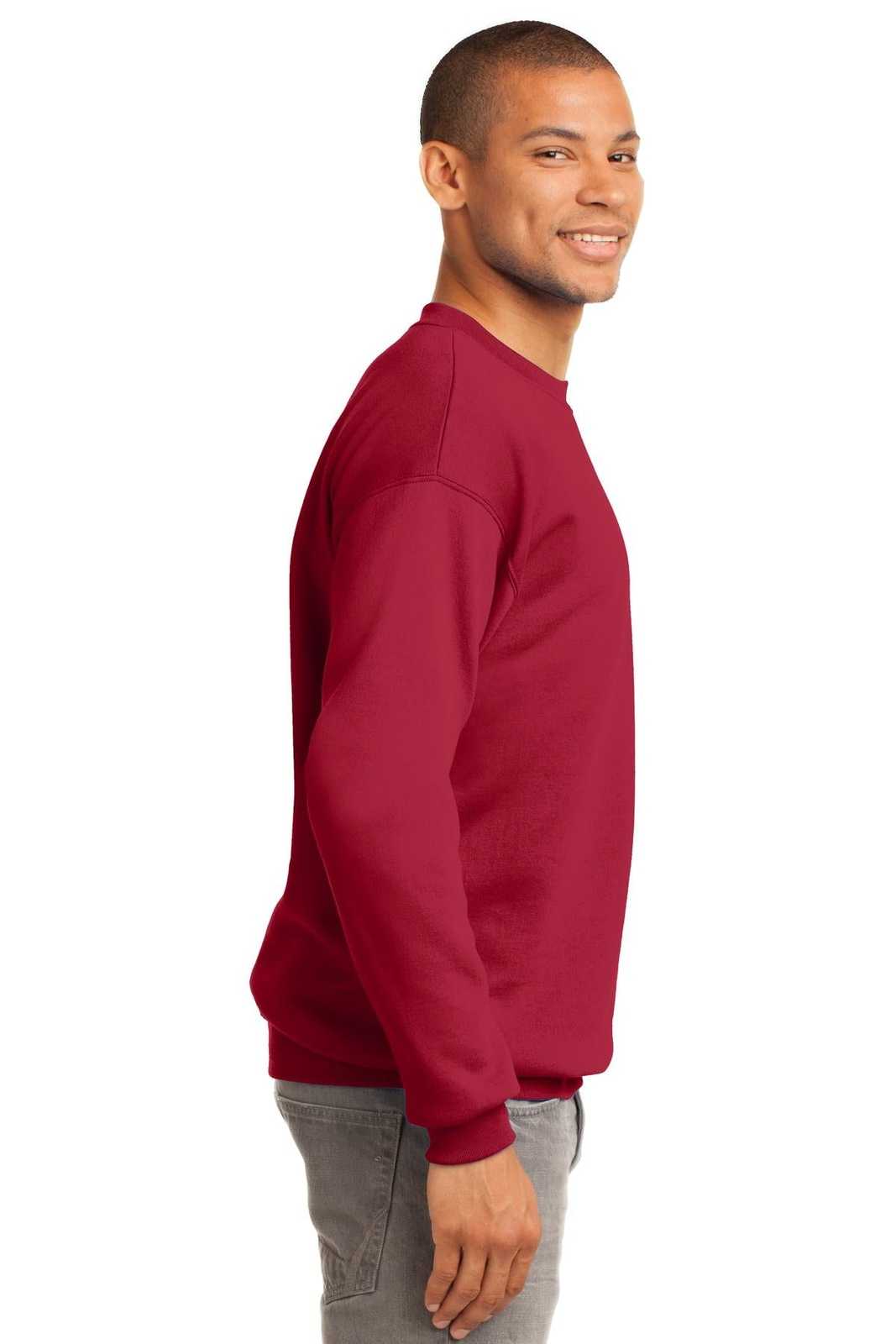 Port &amp; Company PC90T Tall Essential Fleece Crewneck Sweatshirt - Red - HIT a Double - 3
