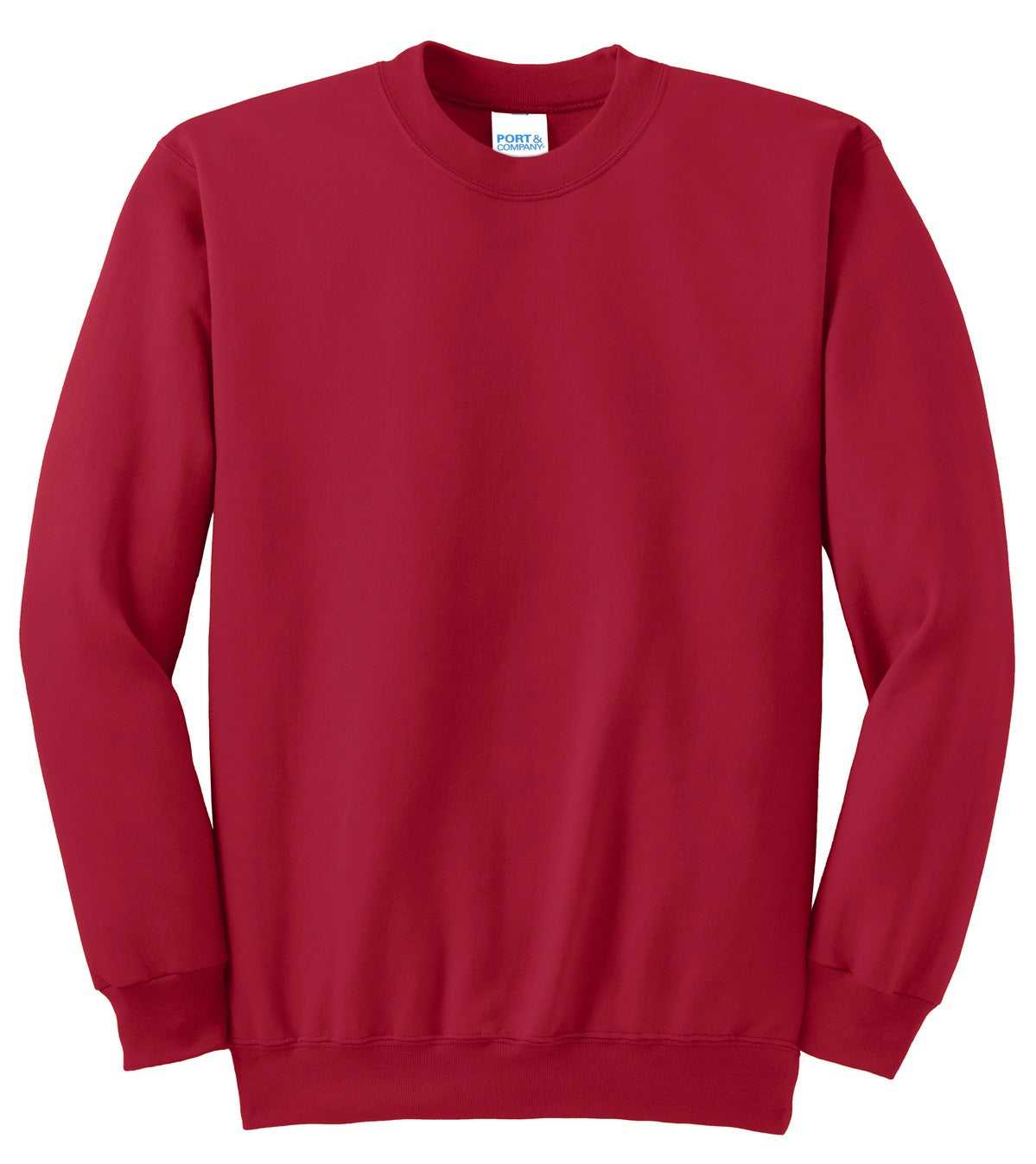 Port &amp; Company PC90T Tall Essential Fleece Crewneck Sweatshirt - Red - HIT a Double - 5