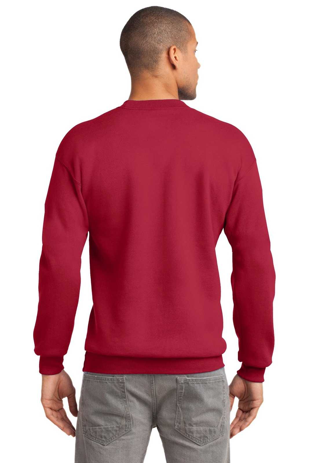 Port &amp; Company PC90T Tall Essential Fleece Crewneck Sweatshirt - Red - HIT a Double - 2
