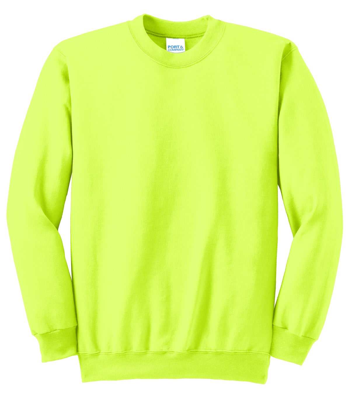 Port &amp; Company PC90T Tall Essential Fleece Crewneck Sweatshirt - Safety Green - HIT a Double - 5
