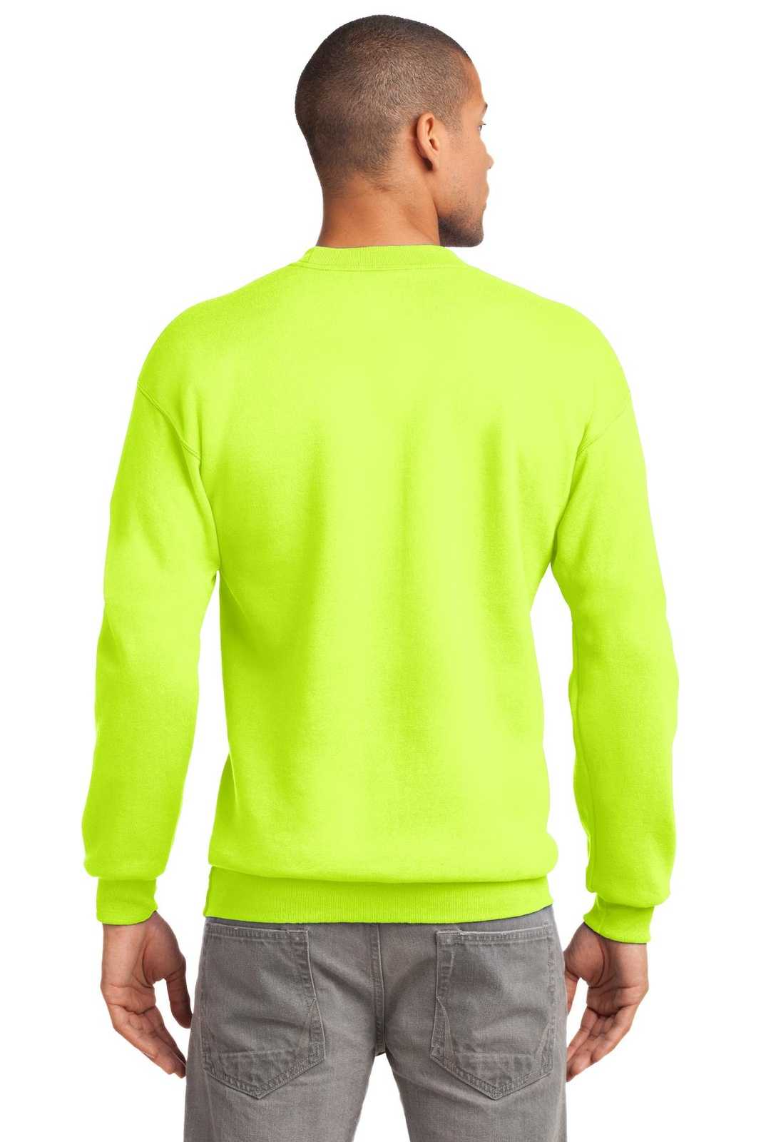 Port &amp; Company PC90T Tall Essential Fleece Crewneck Sweatshirt - Safety Green - HIT a Double - 2