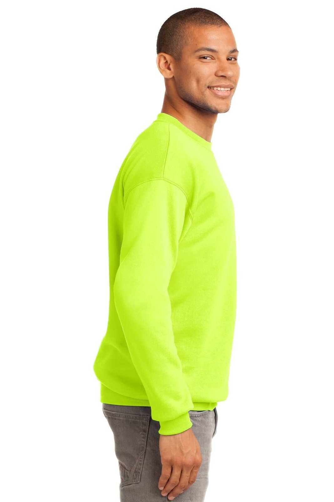 Port &amp; Company PC90T Tall Essential Fleece Crewneck Sweatshirt - Safety Green - HIT a Double - 3