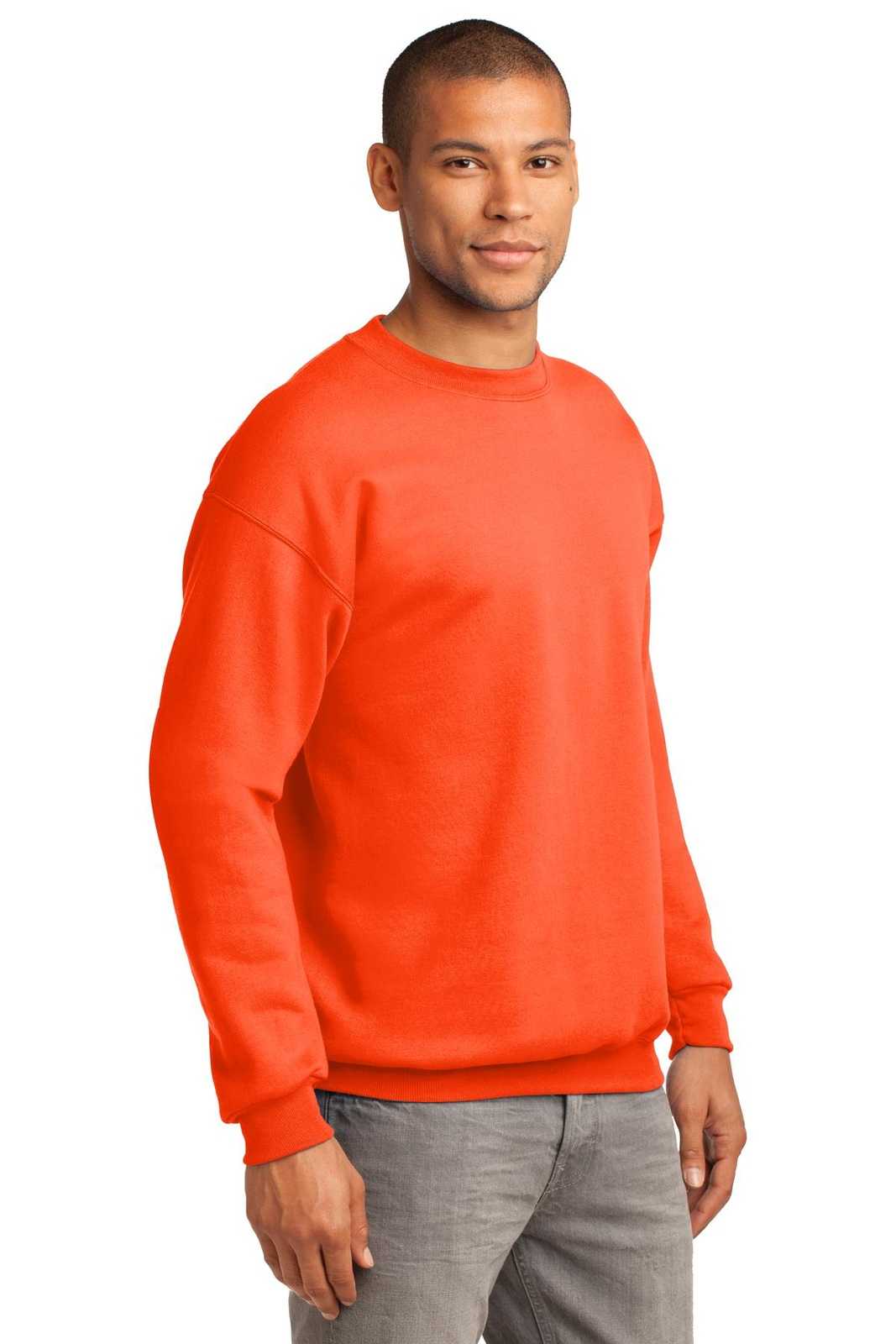 Port &amp; Company PC90T Tall Essential Fleece Crewneck Sweatshirt - Safety Orange - HIT a Double - 4