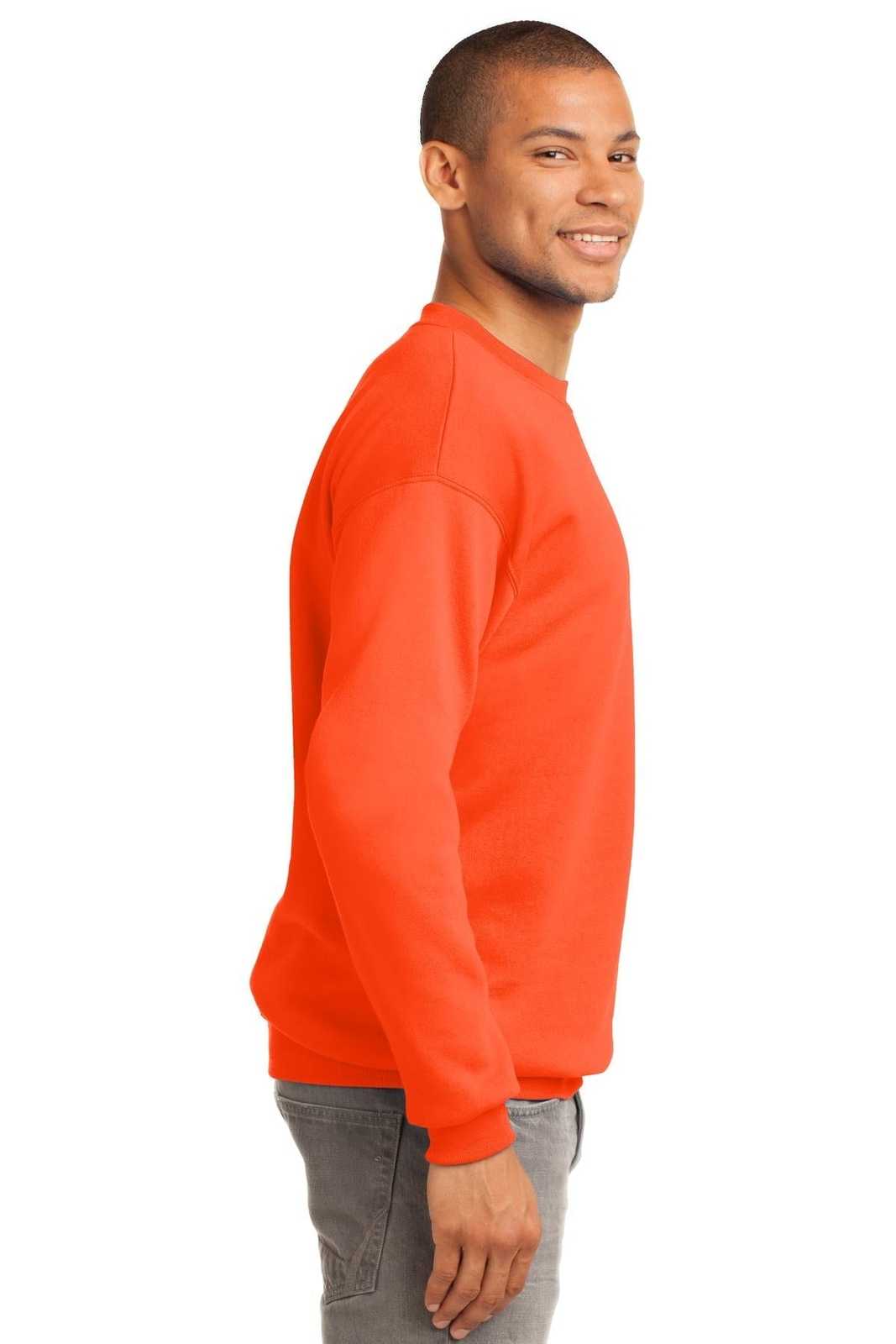 Port &amp; Company PC90T Tall Essential Fleece Crewneck Sweatshirt - Safety Orange - HIT a Double - 3