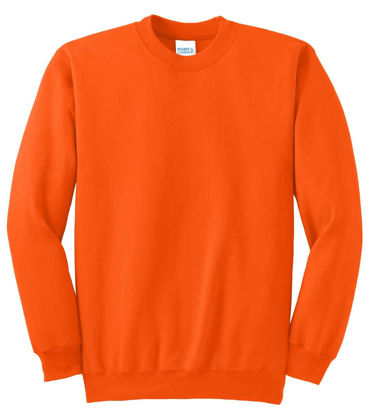 Port &amp; Company PC90T Tall Essential Fleece Crewneck Sweatshirt - Safety Orange - HIT a Double - 5