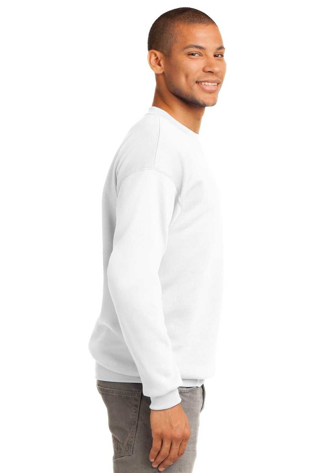 Port &amp; Company PC90T Tall Essential Fleece Crewneck Sweatshirt - White - HIT a Double - 3