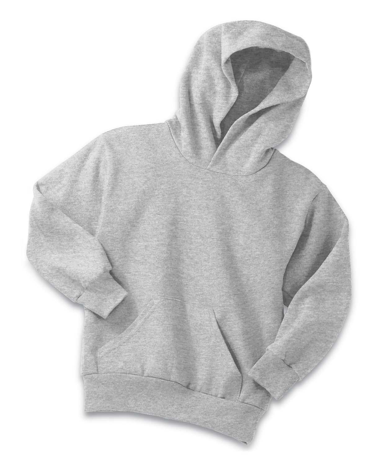 Port &amp; Company PC90YH Youth Core Fleece Pullover Hooded Sweatshirt - Ash - HIT a Double - 5