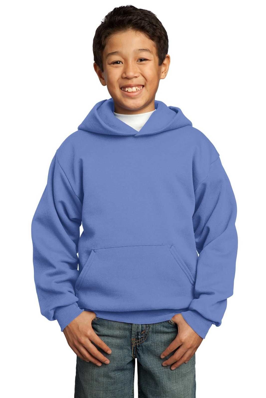 Port &amp; Company PC90YH Youth Core Fleece Pullover Hooded Sweatshirt - Carolina Blue - HIT a Double - 1