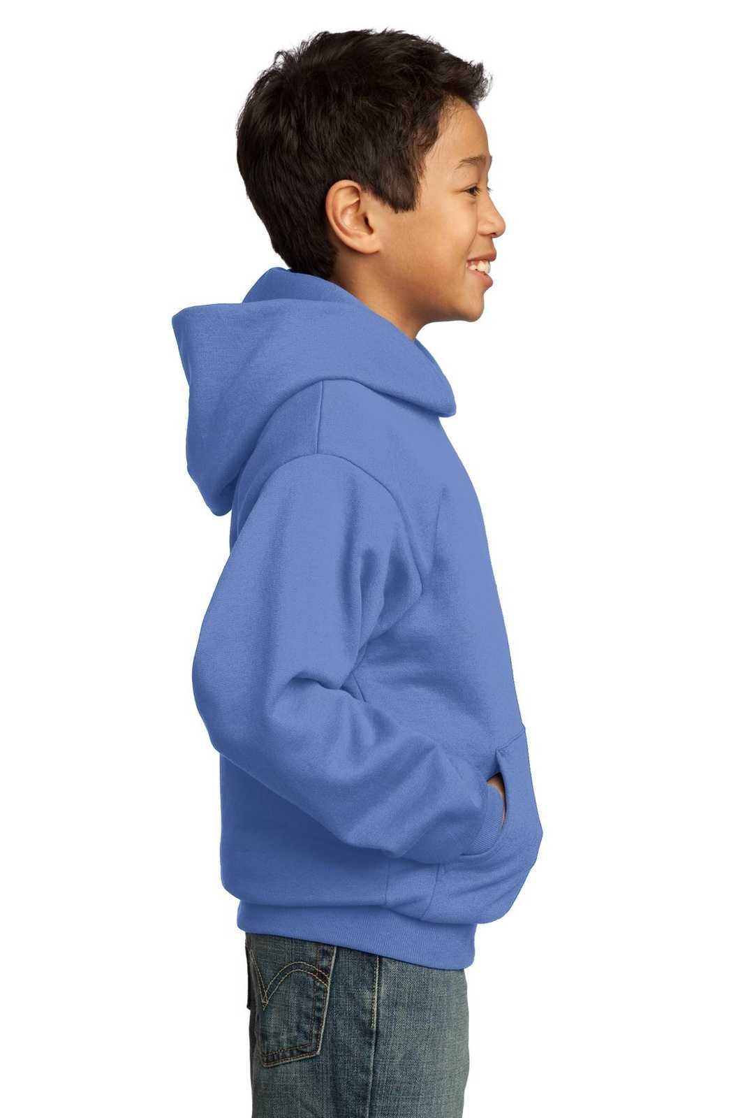 Port &amp; Company PC90YH Youth Core Fleece Pullover Hooded Sweatshirt - Carolina Blue - HIT a Double - 3