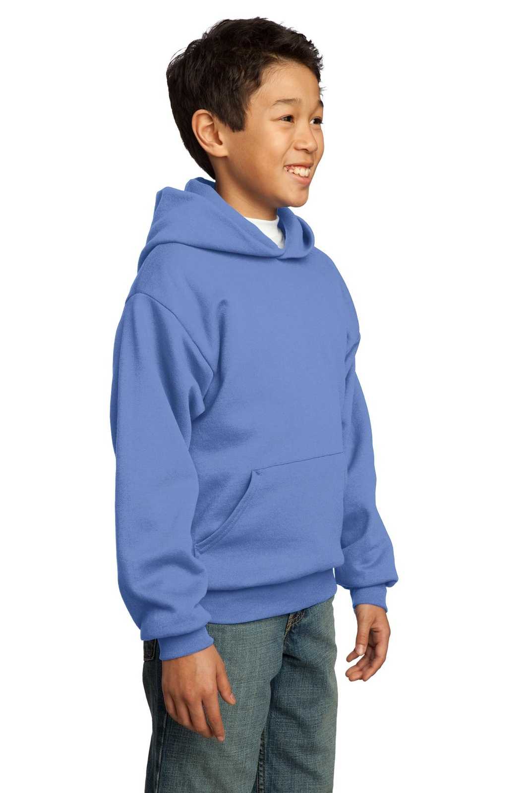 Port &amp; Company PC90YH Youth Core Fleece Pullover Hooded Sweatshirt - Carolina Blue - HIT a Double - 4
