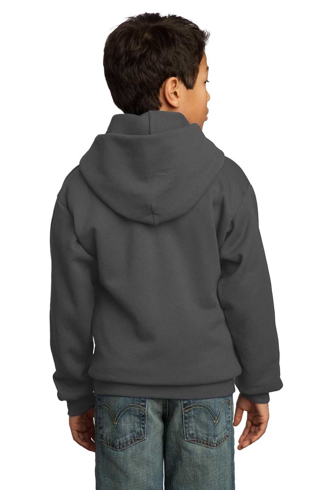 Port &amp; Company PC90YH Youth Core Fleece Pullover Hooded Sweatshirt - Charcoal - HIT a Double - 2