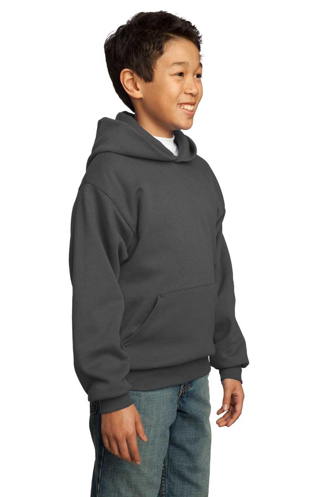 Port &amp; Company PC90YH Youth Core Fleece Pullover Hooded Sweatshirt - Charcoal - HIT a Double - 4