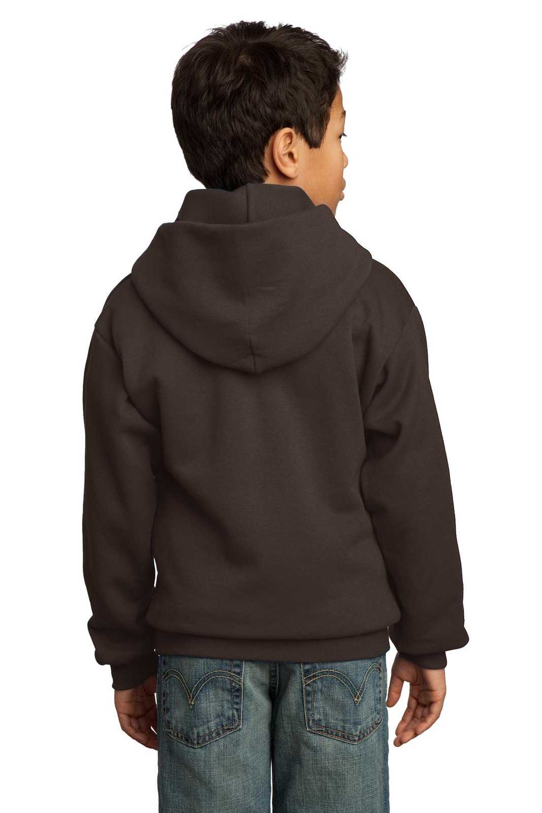 Port &amp; Company PC90YH Youth Core Fleece Pullover Hooded Sweatshirt - Dark Chocolate Brown - HIT a Double - 2