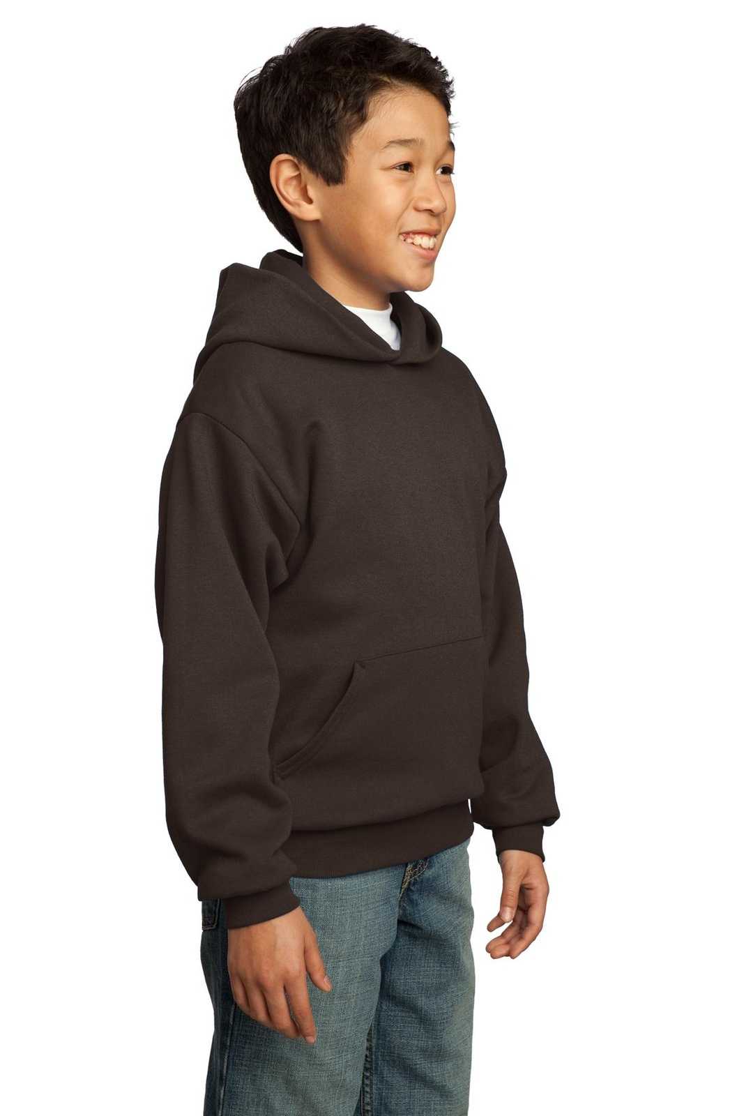 Port &amp; Company PC90YH Youth Core Fleece Pullover Hooded Sweatshirt - Dark Chocolate Brown - HIT a Double - 4