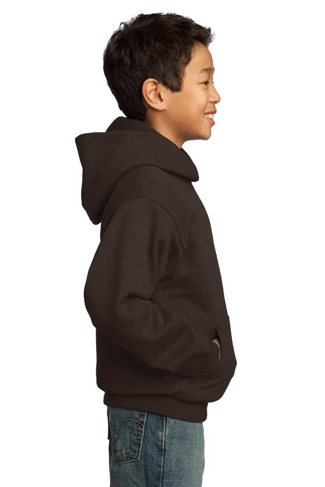 Port &amp; Company PC90YH Youth Core Fleece Pullover Hooded Sweatshirt - Dark Chocolate Brown - HIT a Double - 3