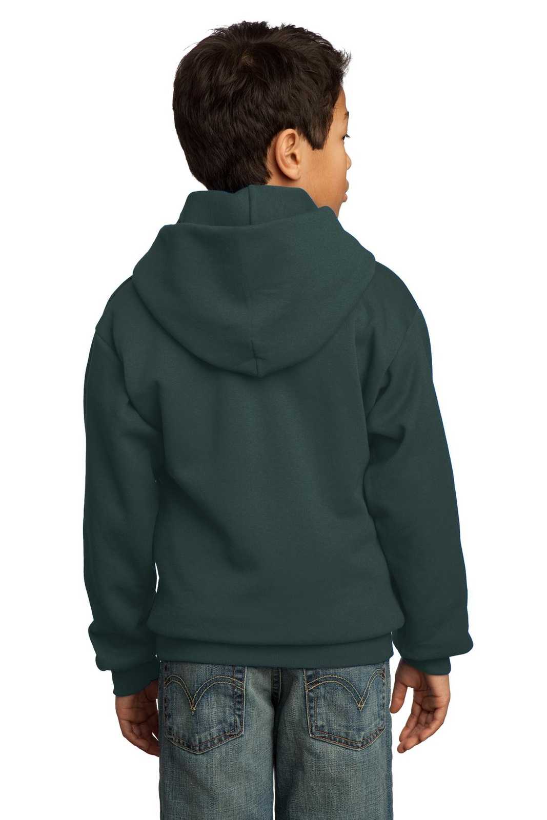 Port & Company PC90YH Youth Core Fleece Pullover Hooded Sweatshirt - Dark Green - HIT a Double - 1